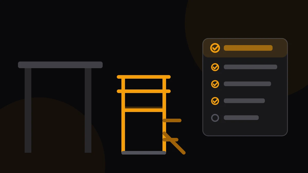 Illustration of a toddler tower silhouette with a safety checklist